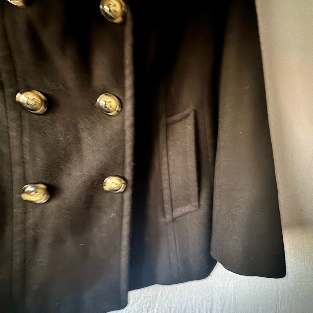 London Fog XL Black‎ Peacoat Wool Blend Double Breasted Coat